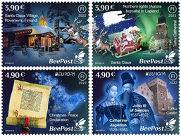 Finland 2022 Stories And Myths Legends Of Old Castles And Christmas Traditions BeePost Set Of 4 Stamps Mint - Nuevos