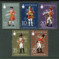 ANTIGUA - 1971 MILITARY UNIFORMS 2ND SERIES SET (5V) FINE MOUNTED MINT MM * SG 303-307 - 1960-1981 Autonomie Interne