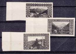 Austria Occupation Of Bosnia 1906 Pictorials Mi#32,34,36 U, Imperforated Black Proofs, MNG - Neufs