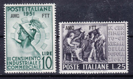 Italy Trieste Zone A AMG-FTT 1951 Sassone#133-134 Mint Hinged - Nuevos
