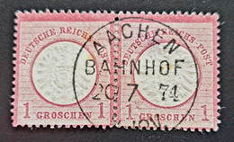 Deutsches Reich 1874, Paar Mi 19 AACHEN BAHNHOF - Used Stamps