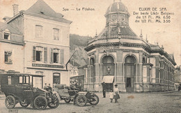 CPA - Belgique - Spa - Le Pouhon - Publicité Elixir De Spa - Pharmacie Schaltin - Animé - Automobile - Oblitéré 1912 - Spa