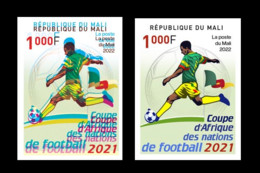 MALI 2022 RARE IMPERF ESSAY - STAMP 1V ERROR + 1V NORMAL - FOOTBALL AFRICA CUP OF NATIONS COUPE D'AFRIQUE 2021 MNH - Coppa Delle Nazioni Africane