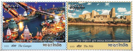 INDIA New ** 2023 EGYPT - INDIA JOINT ISSUE. GANGES & NILE RIVER,PHARAOH,GANGES,NILE RIVER, 2v MNH (**) Inde Indien - Covers & Documents
