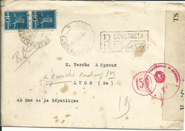 ROUMANIE LETTRE A 32 L RECOMMANDEE ET CENSUREE DE CONSTANTA POUR LYON DE 1940 LETTRE COVER - 2de Wereldoorlog (Brieven)