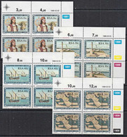 C0454 SOUTH AFRICA 1988,  SG 631-4 500th Anniv. Discovery Of Cape Of Good Hope, Dias, MNH Control Blocks Of 4 - Nuevos