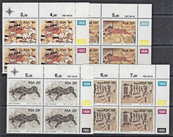 C0451 SOUTH AFRICA 1987,  SG 616-9  Rock Paintings, MNH Control Blocks Of 4 - Nuevos