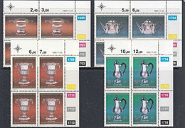 B5227 SOUTH AFRICA 1985,  SG 590-3  Cape Silverware,  MNH Control Blocks Of 4 - Nuevos