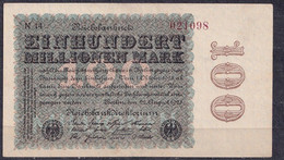 Germany - 1923 - 100 000 000 Mark  - Wmk  Small Crucifera Blassoms.. R106i. P107c..AU - 100 Millionen Mark