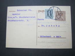 1925 , 700 Kronen .- Ganzsache Als Währungs Mischfrankatur Aus  Linz - Lettres & Documents