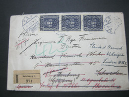 1923 , Einschreiben Aus Salzburg Nach Spanien , Dann Weiter Nach Schweden Mit Mehrfachfrankatur - Lettres & Documents