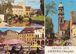 W8446- AMBERG STADTBRILLE GATE, TOWN HALL, CHURCH, CAR, PEOPLE, DIFFERENT VIEWS - Amberg