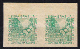 Brazil Brasil 1945 Mi#666 Mint Never Hinged Imperforated Pair - Neufs