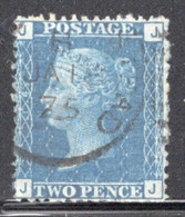 GB Queen Victoria 1858 Two Penny Blue Plate 14 In Fine Used Condition. - Usati