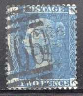 GB Queen Victoria 1858 Two Penny Blue Plate 14 In Fine Used Condition. - Usados