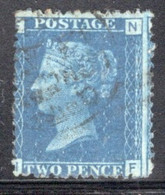 GB Queen Victoria 1858 Two Penny Blue Plate 14 In Fine Used Condition. - Usati