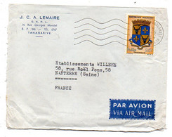 MADAGASCAR- 1964 - Lettre TANANARIVE  ANALAKELY Pour NANTERRE -92 (France)..timbre (blason) Seul Sur Lettre....cachet - Madagaskar (1960-...)