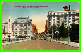 VICTORIA, BC - GOVERNMENT STREET, POST OFFICE & BELMONT BUILDING - TRAVEL IN 1936 - COAST PUB. CO - - Victoria