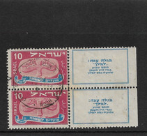 PM94/ Israel 1948 2 Stamps With Tabs Cancellation, Rosh Pinna - Used Stamps (with Tabs)