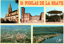 17124 SAINT NICOLAS DE LA GRAVE L' Eglise, Le Château, Le Kiosque Base De Plein Air  ( 2 Scans ) 82 Tarn Et Garonne - Saint Nicolas De La Grave