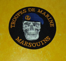 TISSU PATCH :   TROUPES DE MARINE , MARSOUINS  , DIAMETRE 9 CM , BON ETAT VOIR PHOTOS . POUR TOUT RENSEIGNEMENT ME CONTA - Ecussons Tissu