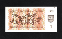 Lithuanie, 1 Talonas, 1992 Issue - Lituanie