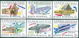 1992 Seville EXPO,Trajan Bridge,Water Mill,Oberth Rocket,VUIA/plane,Bridge/the Thinker/Cernavoda,Romania,4816,MNH - 1992 – Siviglia (Spagna)