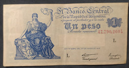Argentina – Billete Banknote 1 Peso Moneda Nacional – Serie L “Progreso” Año 1948 - Argentina