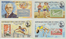 105299 MNH CONGO 1987 50 ANIVERSARIO DE LA MUERTE DE PIERRE DE COUBERTIN - FDC