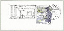 Schweiz / Helvetia 1988, Flaggenstempel Kettenbrücke Aarau, Brücke / Pont / Bridge - Ponti