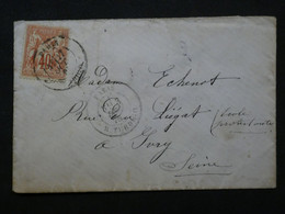 BM14  FRANCE  BELLE   LETTRE  1876  PARIS A IVRY  ++SAGE 40C N°70 N \B + +AFFRANCH. INTERESSANT ++ - 1876-1878 Sage (Typ I)