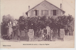 CPA Beauchamp - Place De L'église (jolie Animation Devant Tabac, Hôtel, Restaurant "Trianon") - Beauchamp