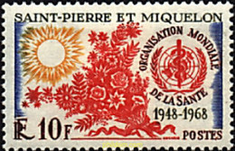 93192 MNH SAN PEDRO Y MIQUELON 1968 20 ANIVERSARIO DE LA ORGANIZACION MUNDIAL DE LA SALUD - Oblitérés