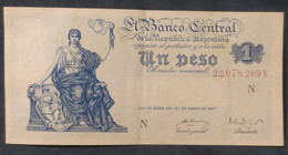 Argentina – Billete Banknote 1 Peso Moneda Nacional – Serie N Progreso - Ley 12.962 - Año 1951 - Argentina