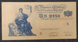 Argentina – Billete  Banknote1 Peso Moneda Nacional – Serie Ñ Progreso - Año 1952 - Argentina