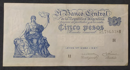 Argentina – Billete Banknote 5 Pesos Moneda Nacional – Serie H Progreso - Año 1959 - Argentina