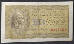 Argentina – Billete Banknote 50 Ctvs. Peso Moneda Nacional – Ley 12.962 – Serie B - Año 1952 - Argentina