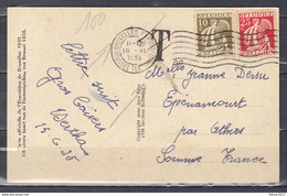 Postkaart Van Bruxelles Exposit. Naar Somme France Met Taksstempel - 1932 Cérès Et Mercure