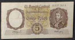 Argentina – Billete Banknote 5 Pesos Moneda Nacional – Serie A - Año 1960 - Argentina