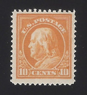 US #416 1912-14 Orange Yellow WMK 190 Perf 12 Mint OG LH F-VF SCV $40 - Unused Stamps