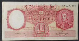 Argentina – Billete Banknote 10 Pesos Moneda Nacional – Ley 12.962 Y 13.571 – Serie E - Año 1959 - Argentina