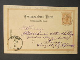 GANZSACHE Petrovice Sedlčany - Praha Předbořice  1892 Böhmen  /// Z6648 - Lettres & Documents