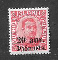 ISLANDE 1923 SERVICE NEUF** TB - Servizio