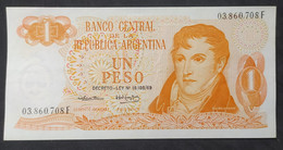 Argentina – Billete Banknote De $1 Ley 18.188 – Serie F – Año 1974 – Excelente - Argentine