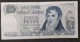 Argentina – Billete Banknote De $5 Ley 18.188 – Serie A – Año 1974 - Argentine