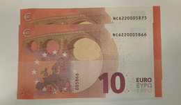 2x 10  EURO AUSTRIA - N018 B6 - NC6220005866 / NC6220005875 - UNC - LAGARDE - 10 Euro
