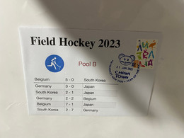 (1 Oø 17) India 2023 World Cup Field Hockey (1 Cover) 13 To 29 Janaury 2023 (with OZ Stamp) Pool B Resuts - Jockey (sobre Hierba)