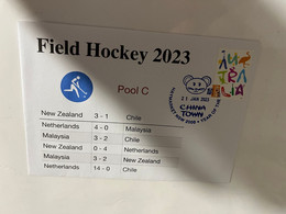 (1 Oø 17) India 2023 World Cup Field Hockey (1 Cover) 13 To 29 Janaury 2023 (with OZ Stamp) Pool C Resuts - Jockey (sobre Hierba)