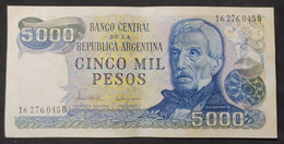 Argentina – Billete Banknote De $5.000 Ley 18.188 – Serie B – Año 1982 - Argentine