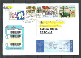 ISRAEL 2022 Registered Cover To Estonia With Many Stamps O Tel Aviv - Brieven En Documenten